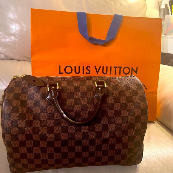 Authentic LOUIS VUITTONDamier Ebene Speedy 35 like new no...